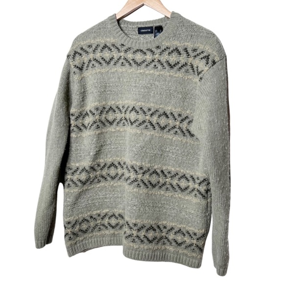 Liz Claiborne Vintage Wool Blend Aztec Pattern Stripes Grandpa Knit Sweater - Picture 3 of 16